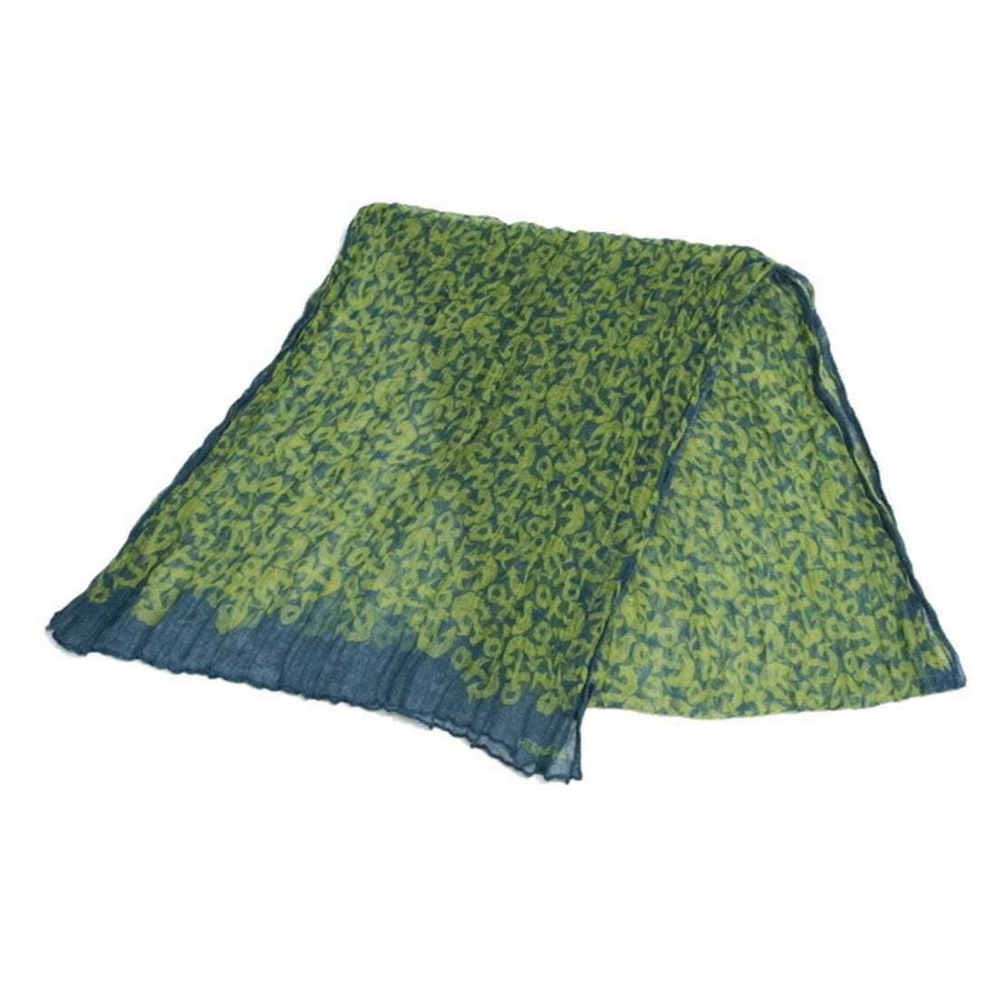 Hermes Anchor Motif 100% Linen Chiffon Scarf/Muffler: --- Catalog ---Category: SizeSize (LxW): 2.06m x 45cm / 81.1'' x 17.71''Category: DesignType: ScarfColor: Light green, NavyGender: WomenMaterial: Linen 100%Category: GeneralBrand: Hermes--- Item List 