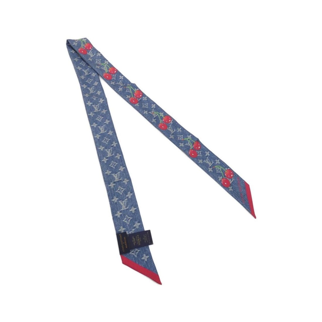 Louis Vuitton Monogram Cherry (LV X™) Bandeau BB M96390 Scarf Muffler: --- Catalog ---Category: SizeSize (LxW): 1.2m x 5cm / 47.24'' x 1.96''Category: DesignType: ScarfColor: BlueGender: Women,MenMaterial: Silk Category: GeneralLine: MonogramBrand: Louis VuittonModel: M9