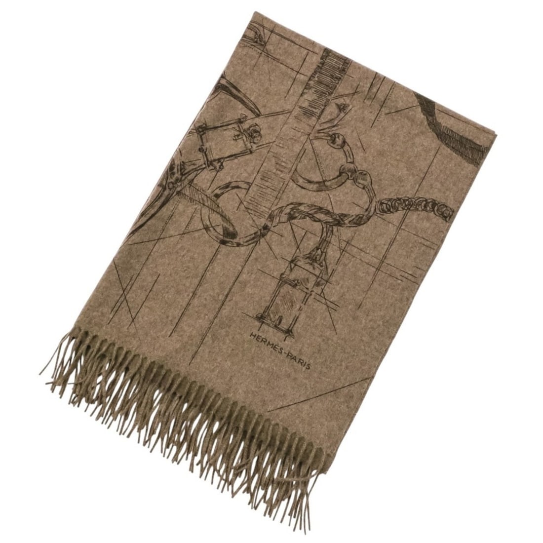 Hermes Cavalcadour Esquisse Cashmere Fringe Scarf/Stole, Etoupe Brown, Women's: --- Catalog ---Category: SizeSize (LxW): 2.06m x 72cm / 81.1'' x 28.34''Category: DesignType: StoleColor: BrownGender: WomenMaterial: Cashmere Category: GeneralBrand: Hermes--- Item List ---Section: C