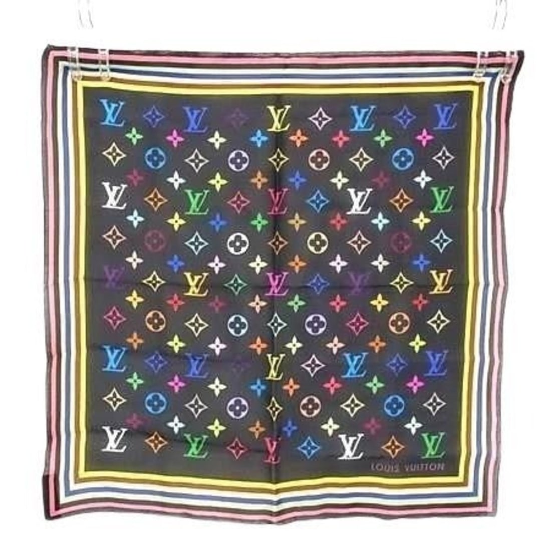 LOUIS VUITTON Louis Vuitton Handkerchief Monogram Black Multicolor Silk Women's Mini Scarf: --- Catalog ---Category: SizeSize (LxW): 45cm x 45cm / 17.71'' x 17.71''Category: DesignType: HandkerchiefColor: Black, Multi-colorGender: WomenMaterial: Silk Category: GeneralBrand: Louis VuittonCoun