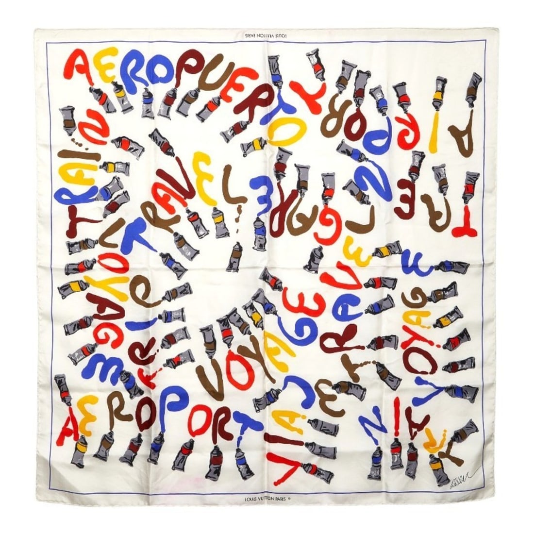 Louis Vuitton Paint-Pattern Scarf/Muffler, Large, Multicolored, Silk, Women's LOUIS VUITTON: --- Catalog ---Category: SizeSize (LxW): 87cm x 86cm / 34.25'' x 33.85''Category: DesignType: ScarfColor: Multi-colorGender: WomenMaterial: Silk Category: GeneralBrand: Louis Vuitton--- Item List ---S