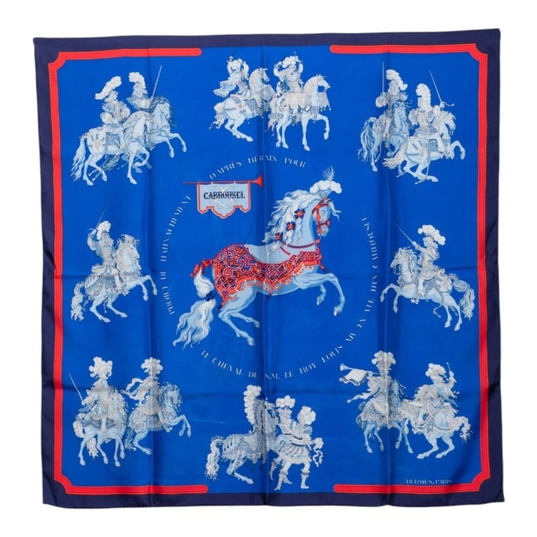 Hermes Carre 90 CARROUSEL Merry-go-round Scarf/Muffler, Large Size, Blue Tones, Silk, Women's HERMES: --- Catalog ---Category: SizeSize (LxW): 88cm x 87cm / 34.64'' x 34.25''Category: DesignType: ScarfColor: BlueGender: WomenMaterial: Silk Category: GeneralBrand: Hermes--- Item List ---Section: Condit