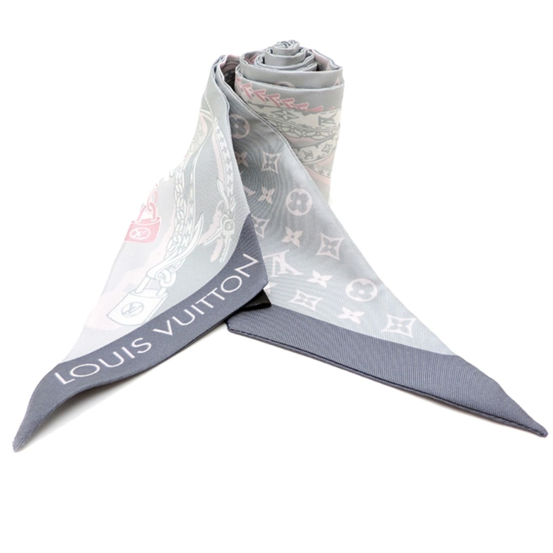 Louis Vuitton Bandeau BB Women's Scarf/Muffler M73083 (Discontinued) Silk Gray (1 of 12)