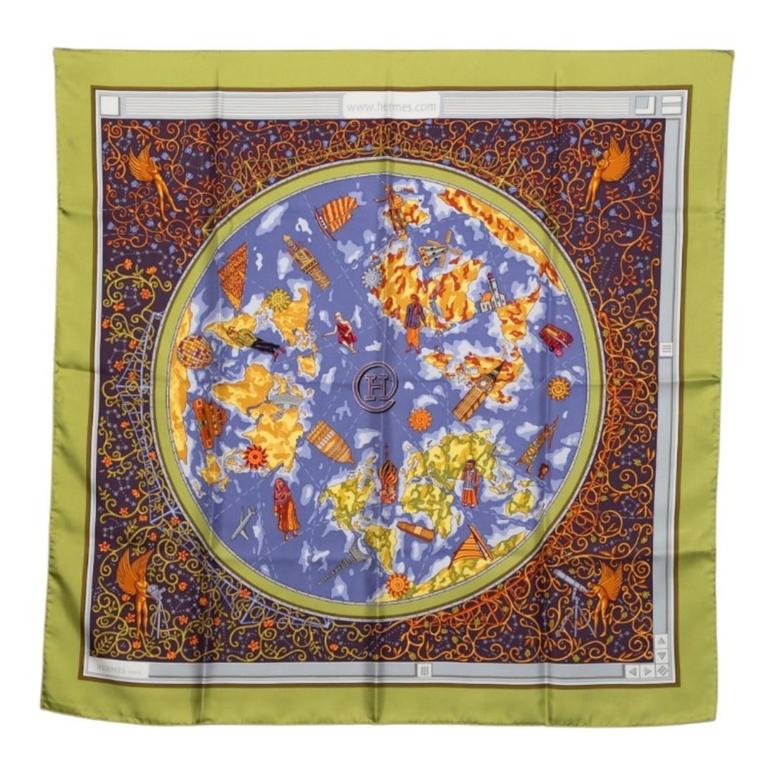 Hermes Carre 90 www.hermes.com World Map Scarf Muffler Multicolor Silk Women's HERMES: --- Catalog ---Category: SizeSize (LxW): 88cm x 88.5cm / 34.64'' x 34.84''Category: DesignType: ScarfColor: Multi-colorGender: WomenMaterial: Silk Category: GeneralBrand: Hermes--- Item List ---Sectio