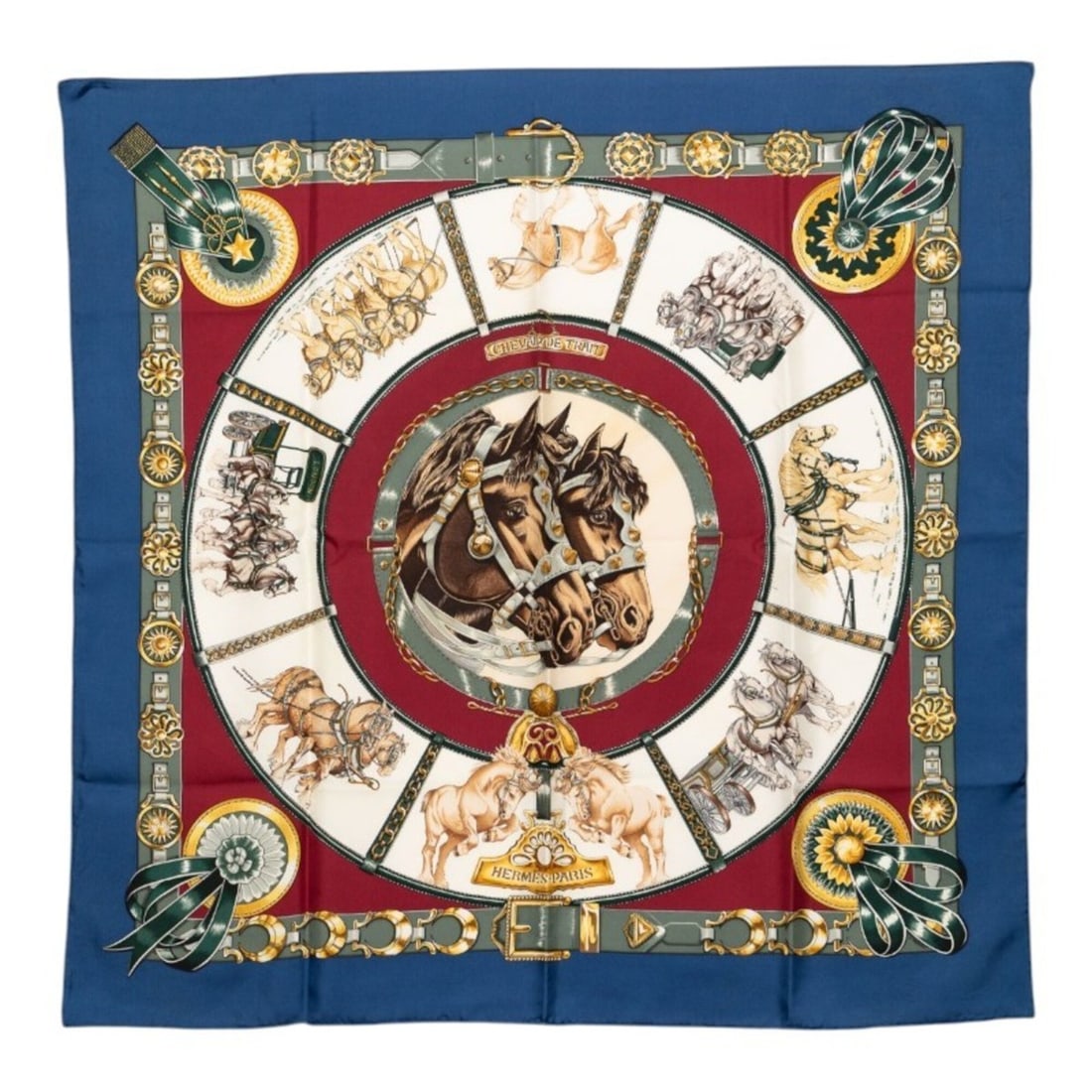 Hermes Carre 90 CHEVAUX DE TRAIT (Draft Horse) Scarf/Muffler, Multicolor Silk, Women's HERMES: --- Catalog ---Category: SizeSize (LxW): 87cm x 89cm / 34.25'' x 35.03''Category: DesignType: ScarfColor: Multi-colorGender: WomenMaterial: Silk Category: GeneralBrand: Hermes--- Item List ---Section: