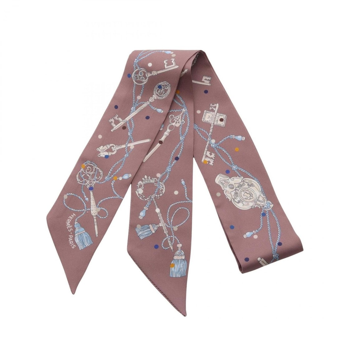 Hermes Twilly Les Cles a Pois Ribbon Scarf Muffler Silk Women's Gray Multicolor: --- Catalog ---Category: SizeSize (LxW): 85cm x 5cm / 33.46'' x 1.96''Category: DesignType: ScarfColor: Gray, Multi-colorGender: WomenMaterial: Silk Category: GeneralBrand: Hermes--- Item List