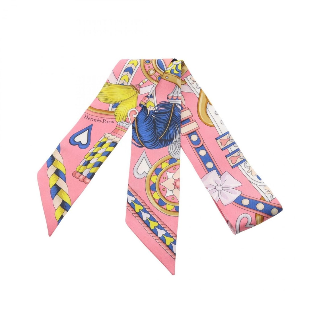 Hermes Twilly HARNAIS DE COEUR Ribbon Scarf Muffler Silk Women's Pink Multicolor: --- Catalog ---Category: SizeSize (LxW): 85cm x 5cm / 33.46'' x 1.96''Category: DesignType: ScarfColor: Multi-color, PinkGender: WomenMaterial: Silk Category: GeneralBrand: Hermes--- Item List ---Sect