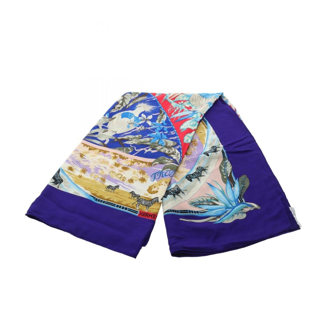 Hermes Carre Geant 140 Tropices Scarf Muffler Silk Cashmere Women's Blue Multicolor: --- Catalog ---Category: SizeSize (LxW): 1.36m x 1.36m / 53.54'' x 53.54''Category: DesignType: ScarfColor: Blue, Multi-colorGender: WomenMaterial: Silk Category: GeneralBrand: Hermes--- Item List ---