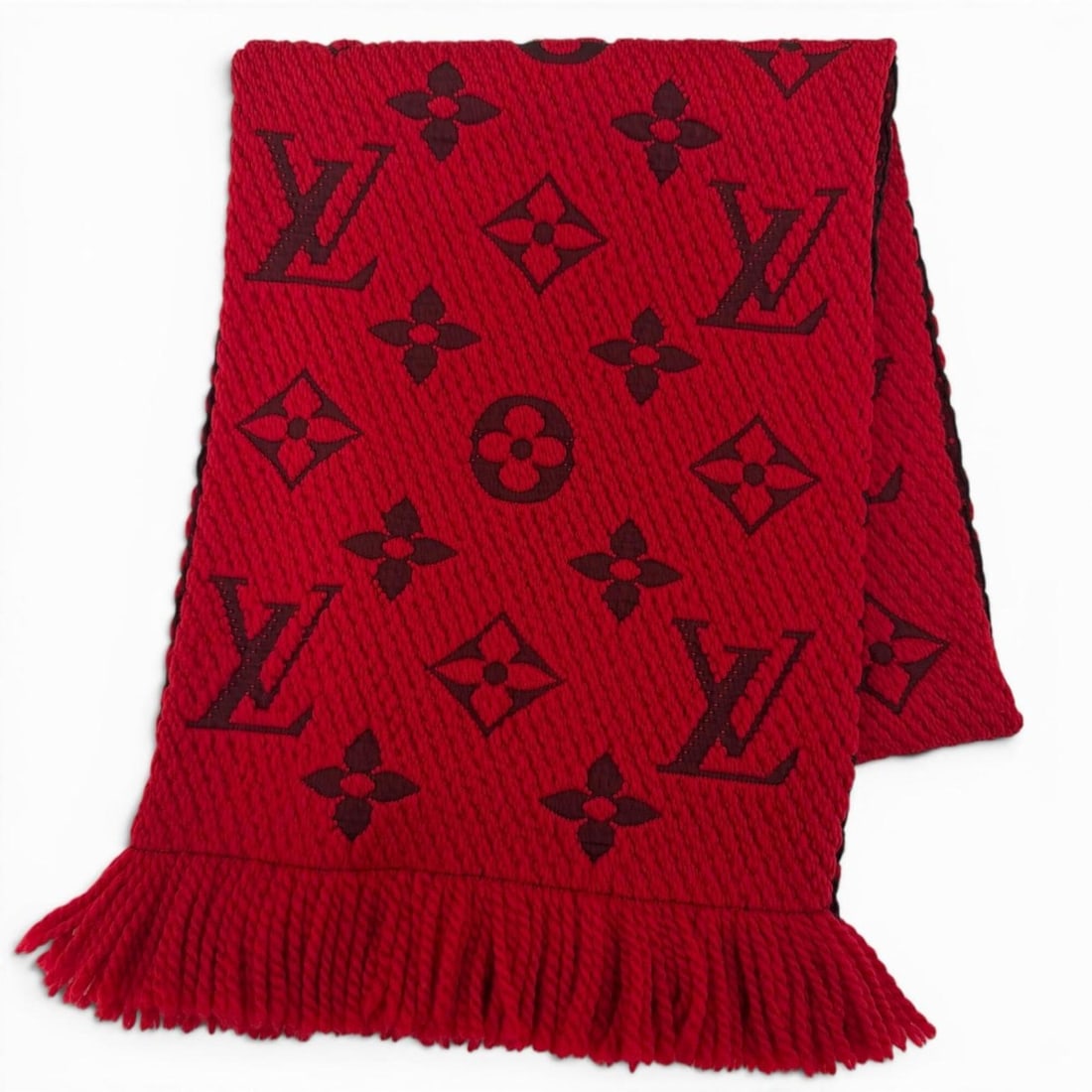 LOUIS VUITTON M72432 Echarpe Logomania Wool Silk Ruby Stole Scarf, Made in Italy, Authentic,: --- Catalog ---Category: SizeSize (LxW): 1.62m x 32cm / 63.77'' x 12.59''Category: DesignType: StoleColor: RubyGender: WomenMaterial: Wool , Silk Category: GeneralMPN: M72432Brand: Louis VuittonCountr