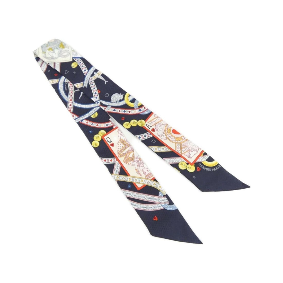 Hermes Dame de Coeur Twilly Pique 063959S Scarf Muffler: --- Catalog ---Category: SizeSize (LxW): 5cm x 86cm / 1.96'' x 33.85''Category: DesignType: ScarfColor: BlackGender: WomenMaterial: Silk Category: GeneralMPN: 063959SBrand: Hermes--- Item List ---Sect