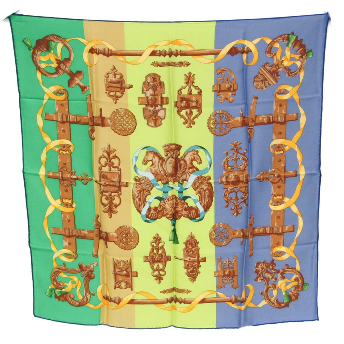 Hermes Carré 70 FERRONNERIE Women's Silk Scarf Brown,Green,Purple: --- Catalog ---Category: SizeSize (LxW): 68cm x 68cm / 26.77'' x 26.77''Category: DesignType: ScarfColor: Brown, Green, PurpleShape: SquareGender: WomenMaterial: Silk 100%Category: GeneralBrand: Herme