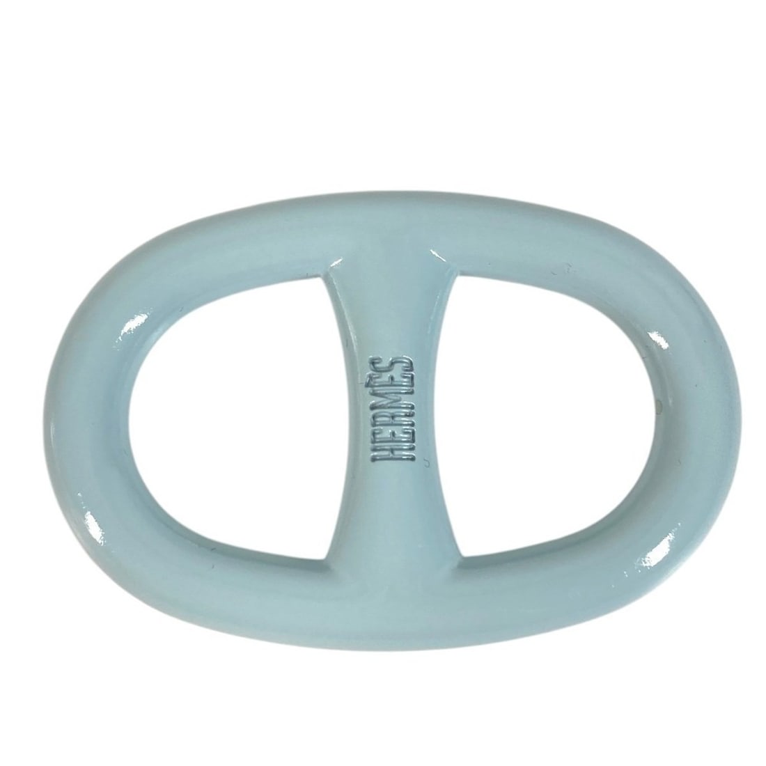 HERMES Chaine d'Ancre Logo Accessory Scarf Muffler Ring Metal Men's Women's Light Blue: --- Catalog ---Category: DesignType: Scarf ringColor: Light blueGender: Men,WomenMaterial: Metal Category: GeneralBrand: Hermes--- Item List ---Section: ConditionRanking: Rank SA Used - Hardly any tra