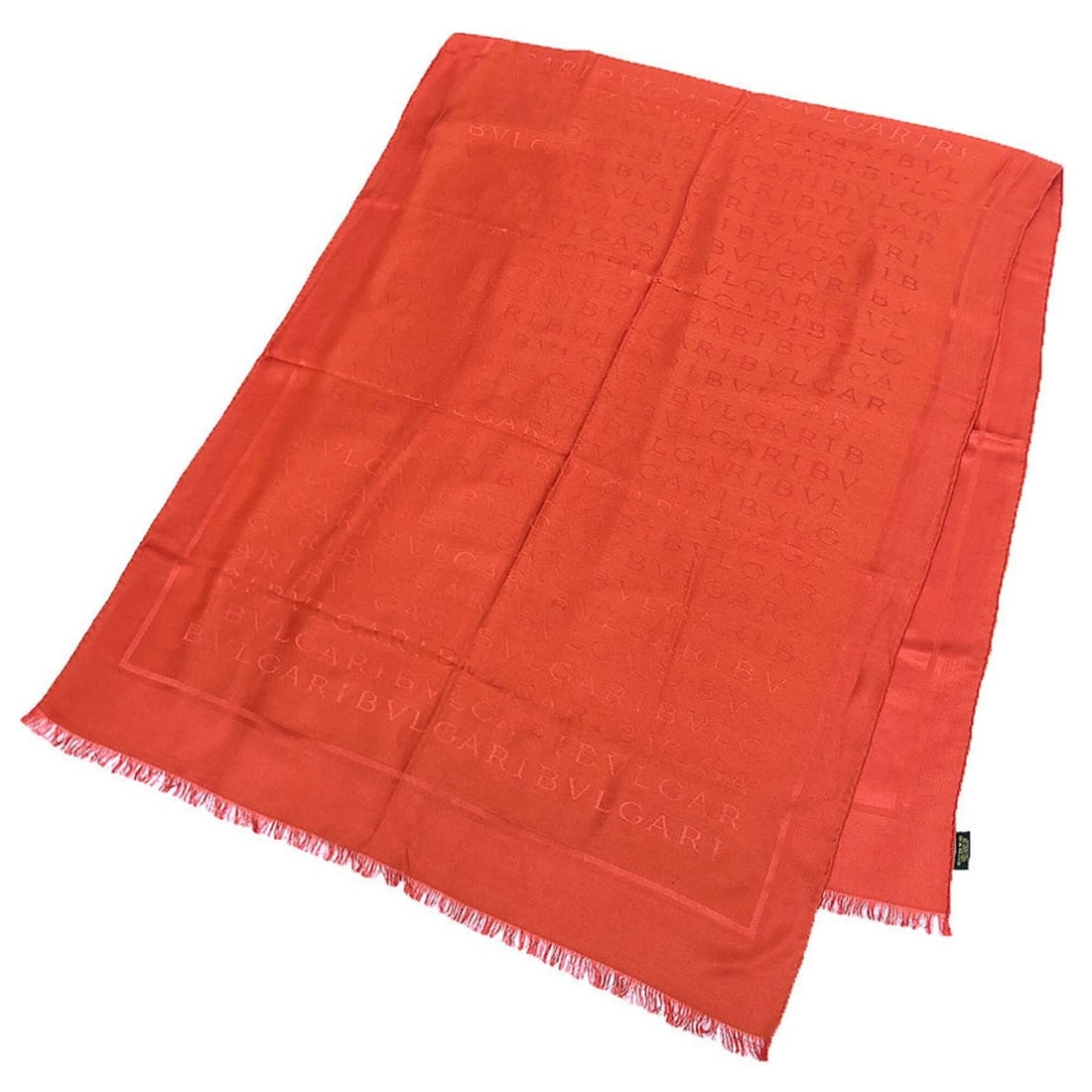 BVLGARI Bulgari Mania Shawl Scarf Orange Silk Wool (1 of 13)