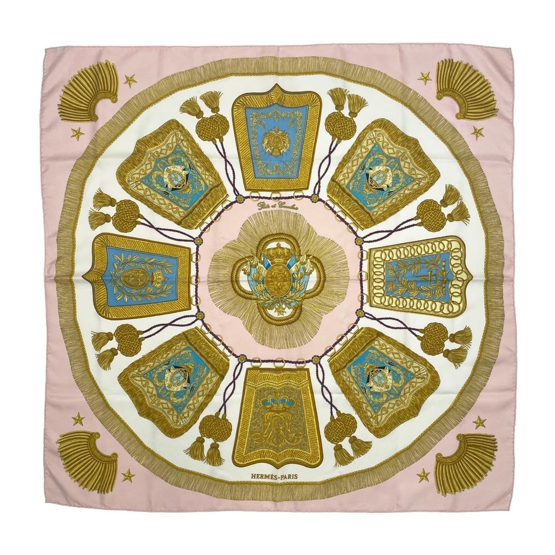 HERMES Carre 90 POSTE ET CAVALERIE Saber-shaped decorative pouch, silk scarf/wristcarf, pink, for (1 of 10)