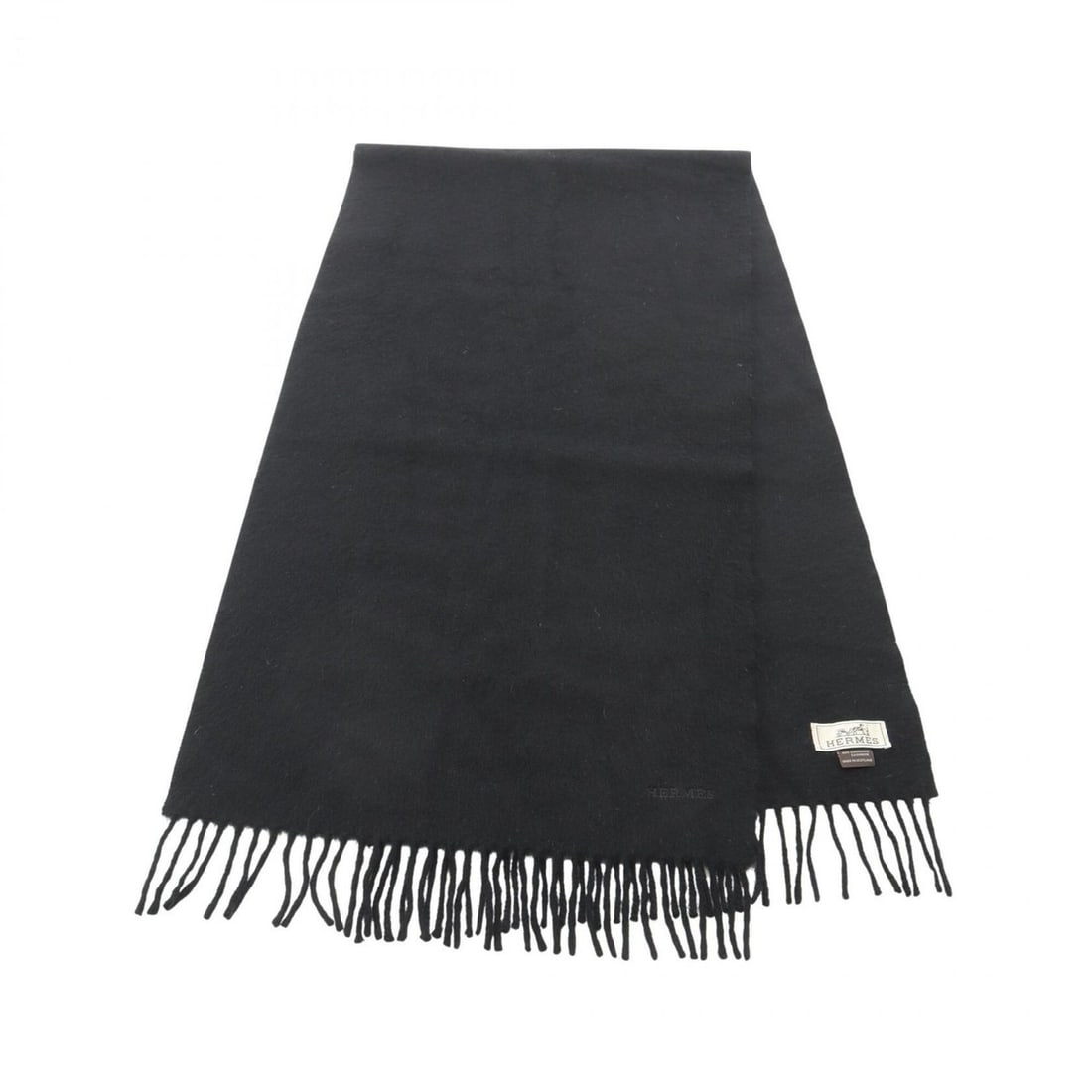 Hermes HERMES Logo Embroidered Scarf Clothing Cashmere Women's Black: --- Catalog ---Category: SizeSize (LxW): 1.6m x 39cm / 62.99'' x 15.35''Category: DesignType: StoleColor: BlackGender: WomenMaterial: Cashmere Category: GeneralBrand: Hermes--- Item List ---Section: C