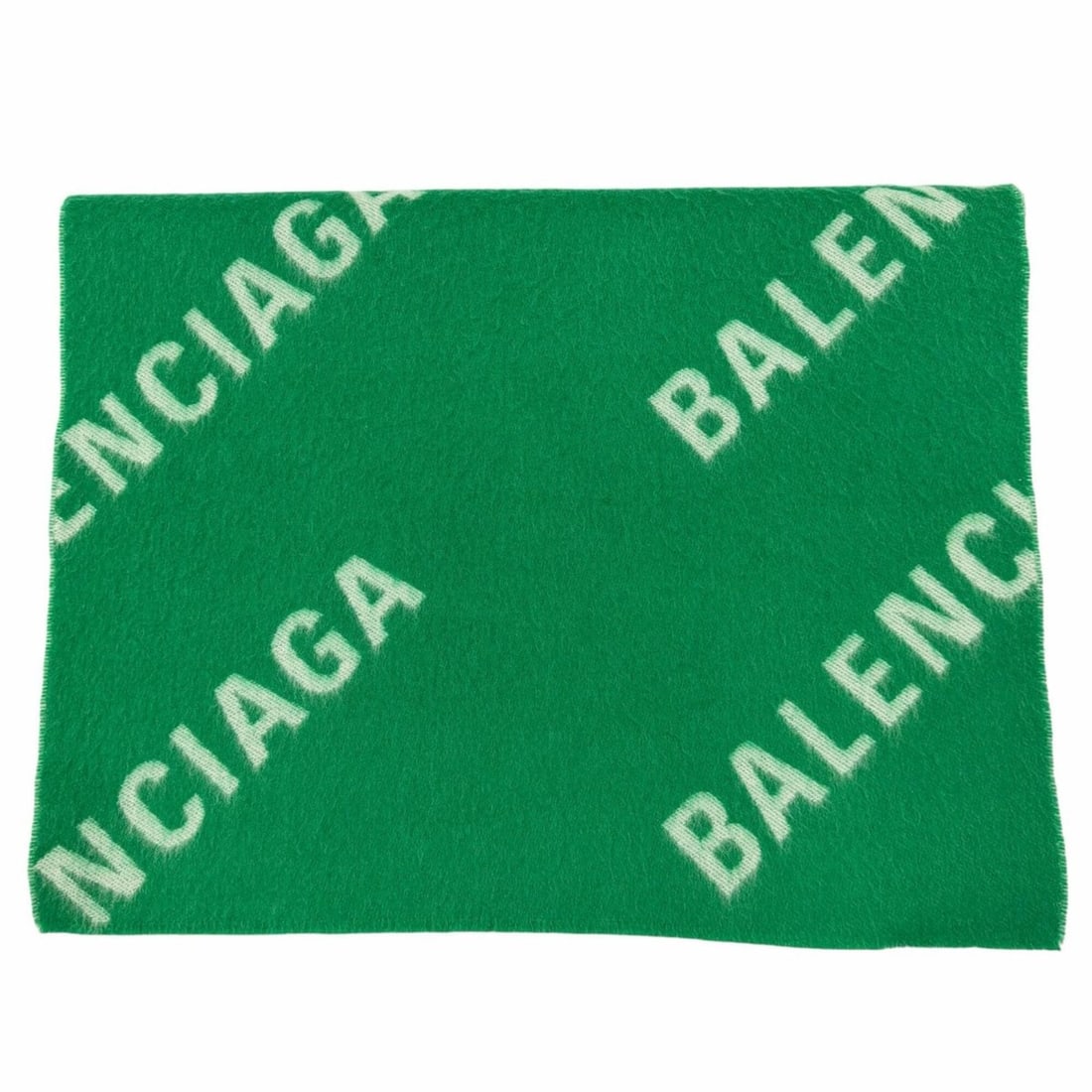 BALENCIAGA 685514 100% Wool All-Over Logo Pattern Large Stole/Scarf Green Made in Italy Authentic (1 of 9)