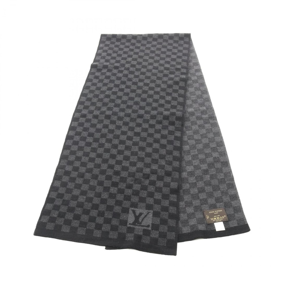 Louis Vuitton Damier Scarf, Wool, Men's, Black/Gray: --- Catalog ---Category: SizeSize (LxW): 1.54m x 30.5cm / 60.62'' x 12''Category: DesignType: StoleColor: Black, GrayGender: MenMaterial: Wool Category: GeneralBrand: Louis Vuitton--- Item List ---Sec