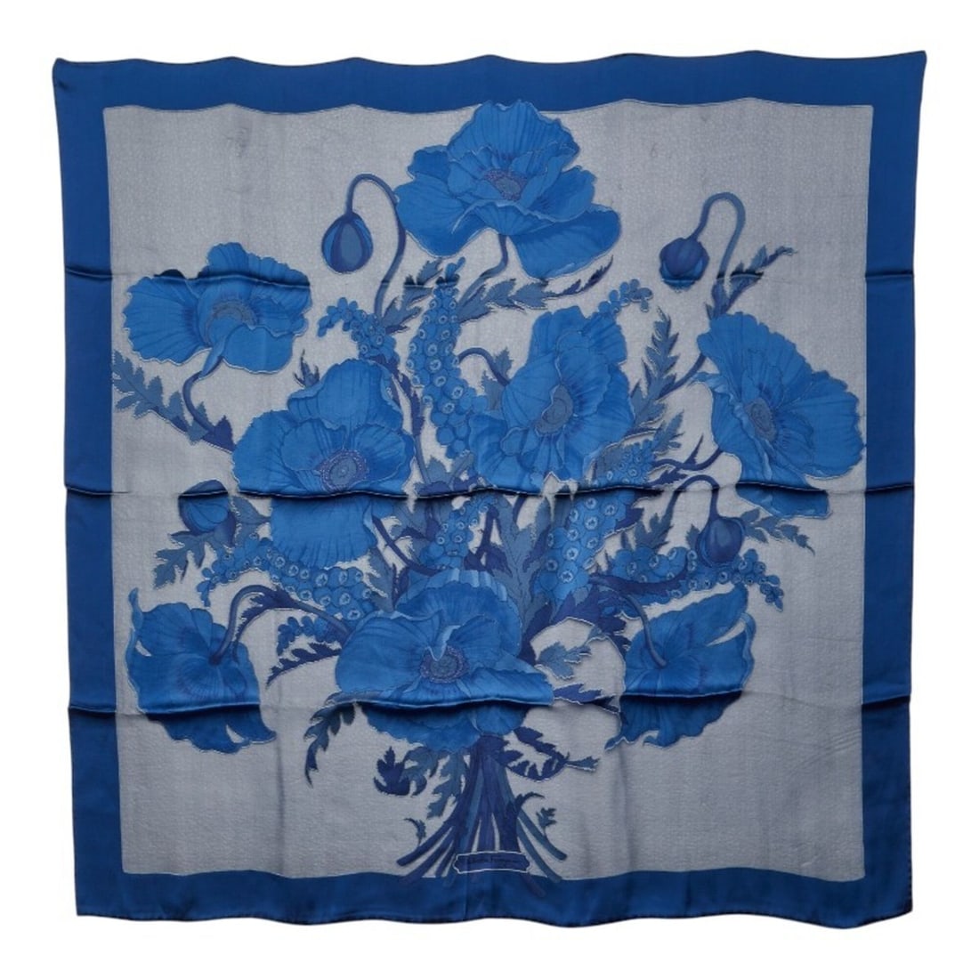 Salvatore Ferragamo Flower Pattern Scarf/Muffler, Blue, Rayon Silk, Women's (1 of 16)