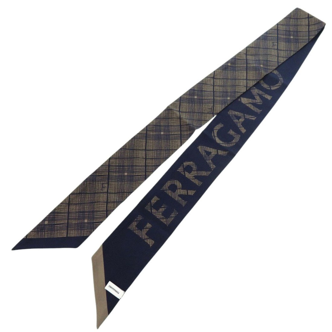 Salvatore Ferragamo Silk Navy Brown Scarf Muffler 1880Salvatore: --- Catalog ---Category: SizeSize (LxW): 1.36m / 53.54''Category: DesignType: ScarfColor: Brown, NavyGender: WomenMaterial: Silk Category: GeneralBrand: Salvatore FerragamoCountry of Origin: Italy--- 