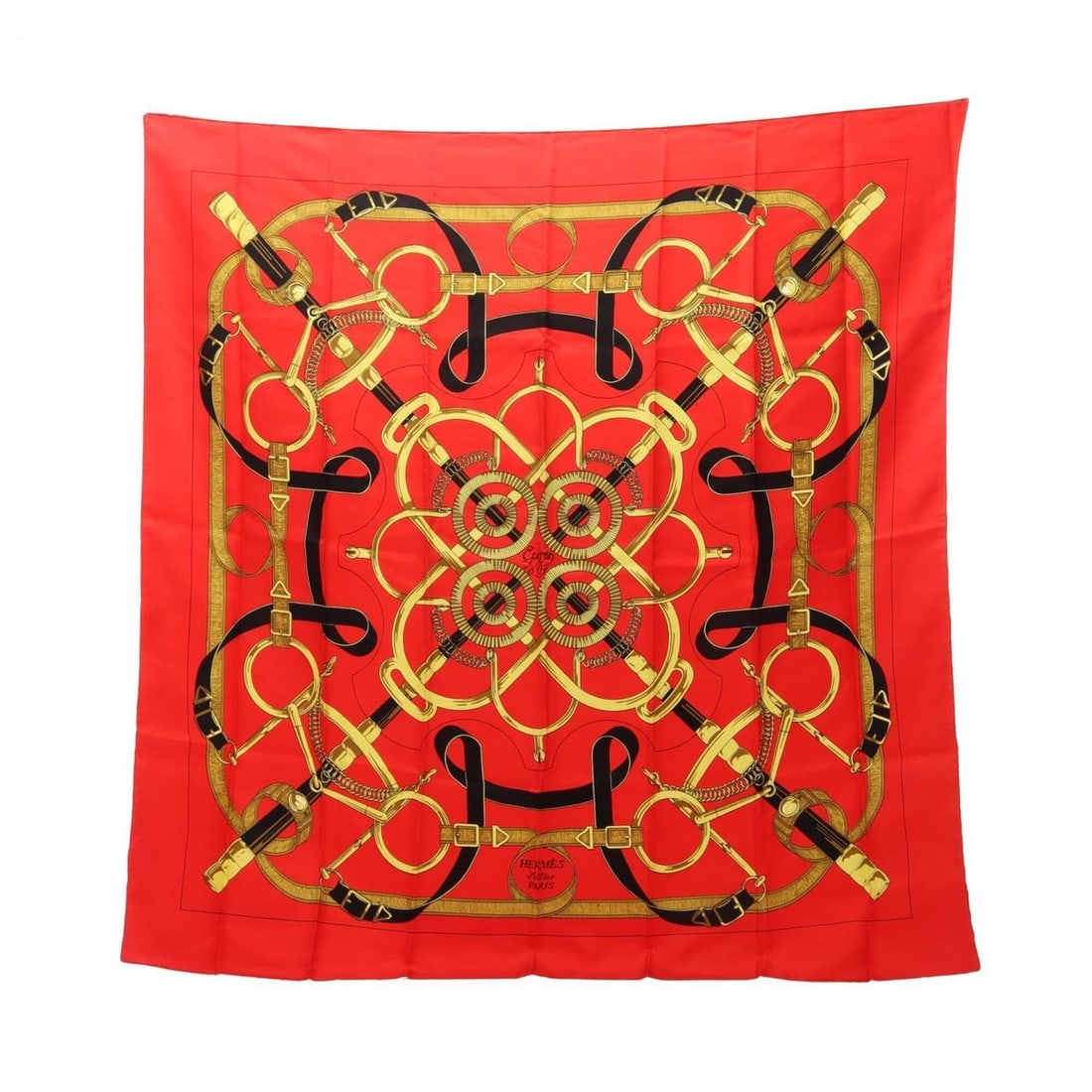 Hermes Carre 90 Eperon d'or Scarf/Muffler, Silk, Women's, Red/Multicolor (1 of 10)
