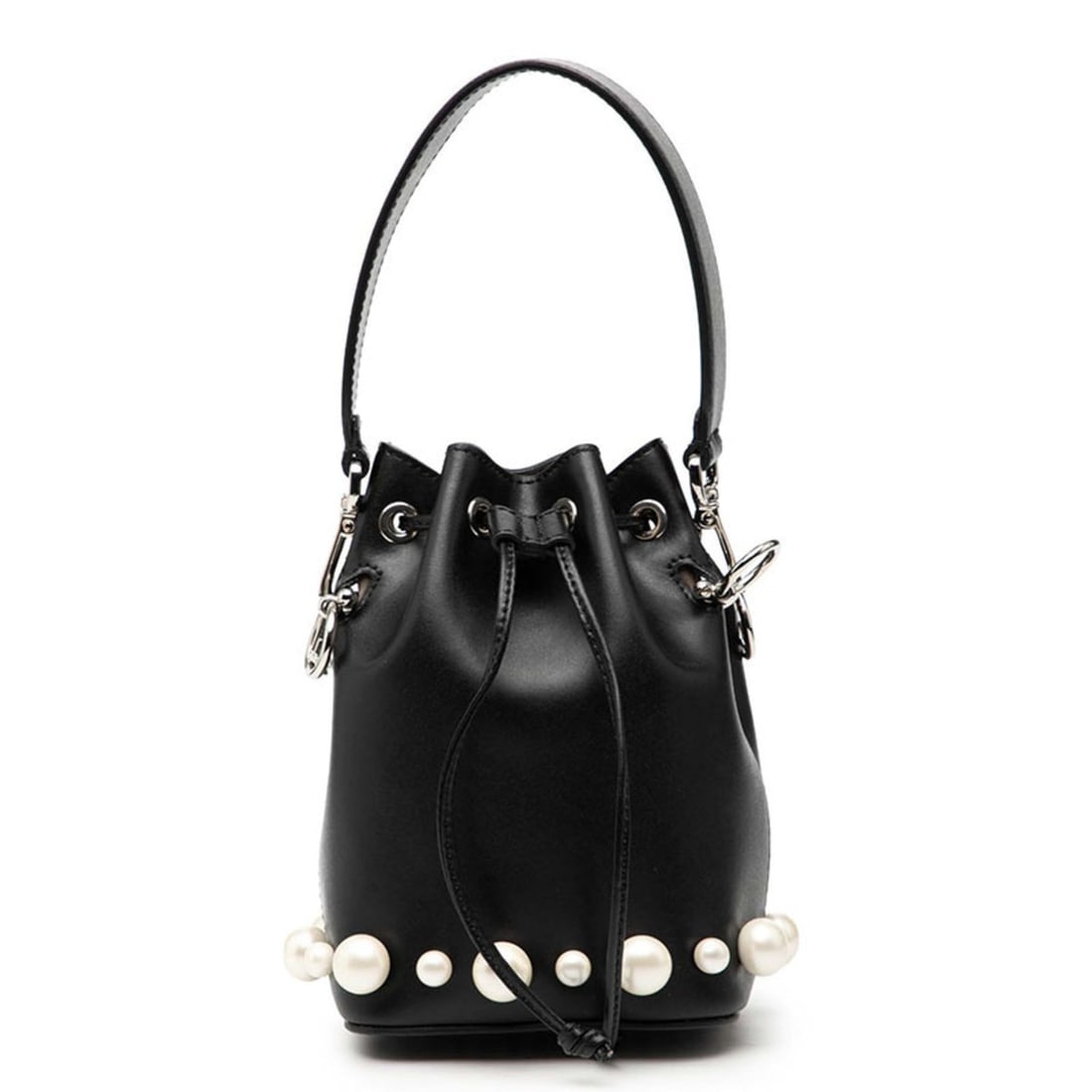Fendi Mini Montresor Handbag 8BS010 Black Leather Faux Pearl Women's FENDI: --- Catalog ---Category: SizeSize (HxWxD): 18cm x 12cm x 10cm / 7.08'' x 4.72'' x 3.93''Category: DesignType: HandbagColor: BlackGender: WomenMaterial: Leather Category: GeneralMPN: 8BS010Brand: Fendi