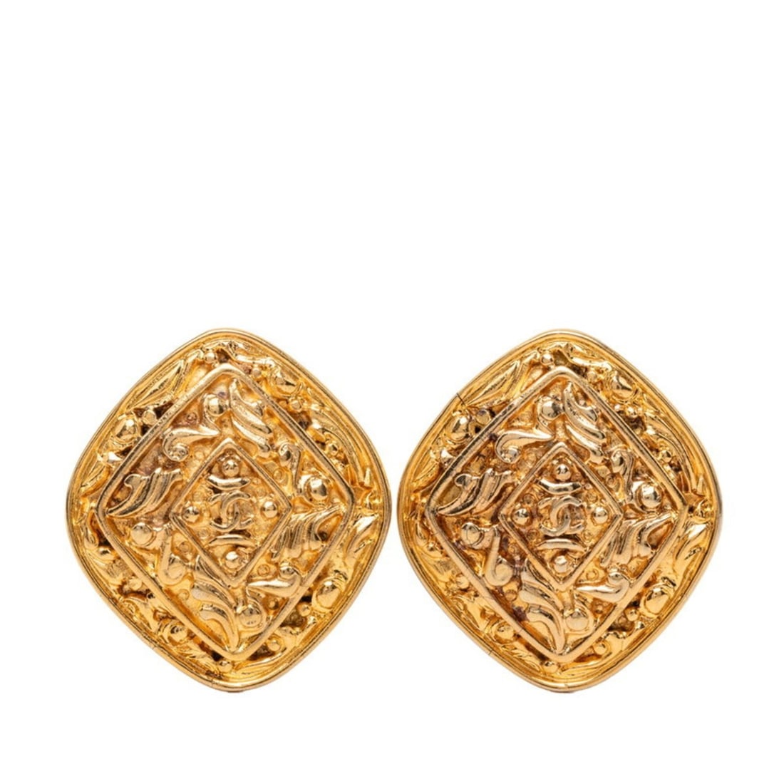 Chanel Coco Mark Diamond Motif Earrings, Gold Plated, Women's CHANEL (1 of 14)