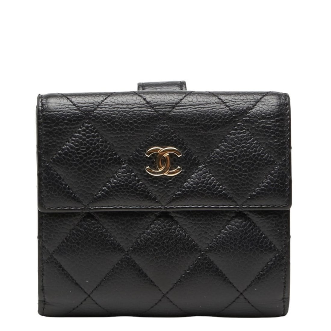 Chanel Matelassé Coco Mark Bi-fold Wallet, Black Caviar Leather, Women's CHANEL: --- Catalog ---Category: SizeSize (HxWxD): 11cm x 9.5cm x 3cm / 4.33'' x 3.74'' x 1.18''Category: DesignType: Wallet (bi-fold)Color: BlackGender: WomenMaterial: Grained Calfskin Category: GeneralBrand