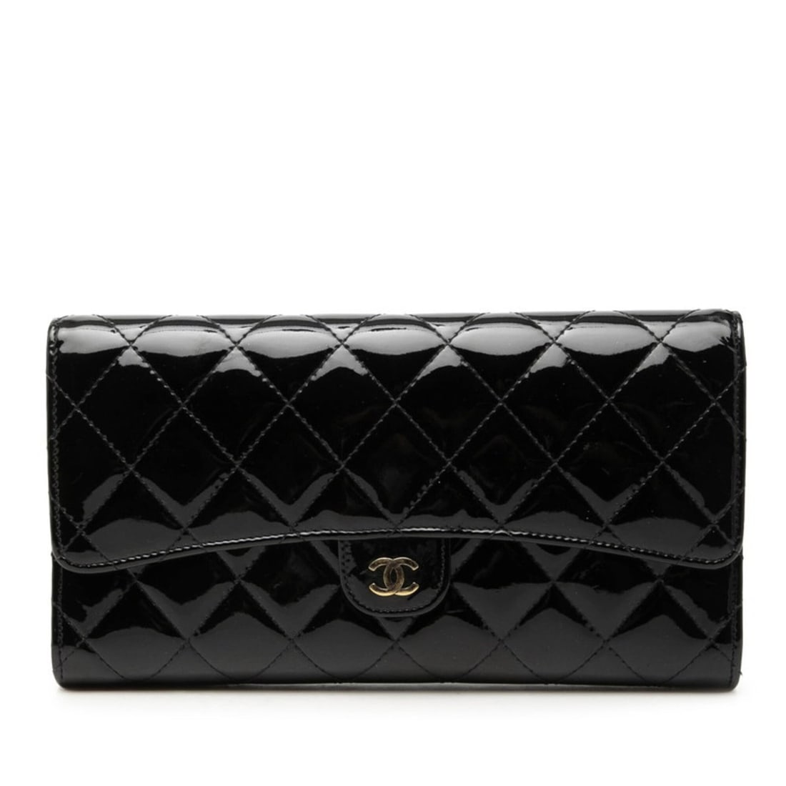 Chanel Matelassé Coco Mark Long Wallet, Black Patent Leather, Women's CHANEL (1 of 17)
