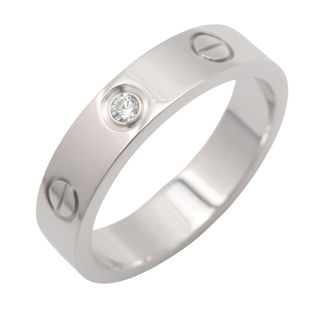 Cartier Mini Love Ring, 1PD (18K White Gold), Diamond, Women's, Clear/Silver Tone, B4050500: --- Catalog ---Category: SizeJP Size: 8.5US Size: 4.5Category: DesignType: Band ringColor: Clear, SilverStone: DiamondGender: WomenMaterial: White gold (18K)Category: GeneralMPN: B4050500Brand: Cartie