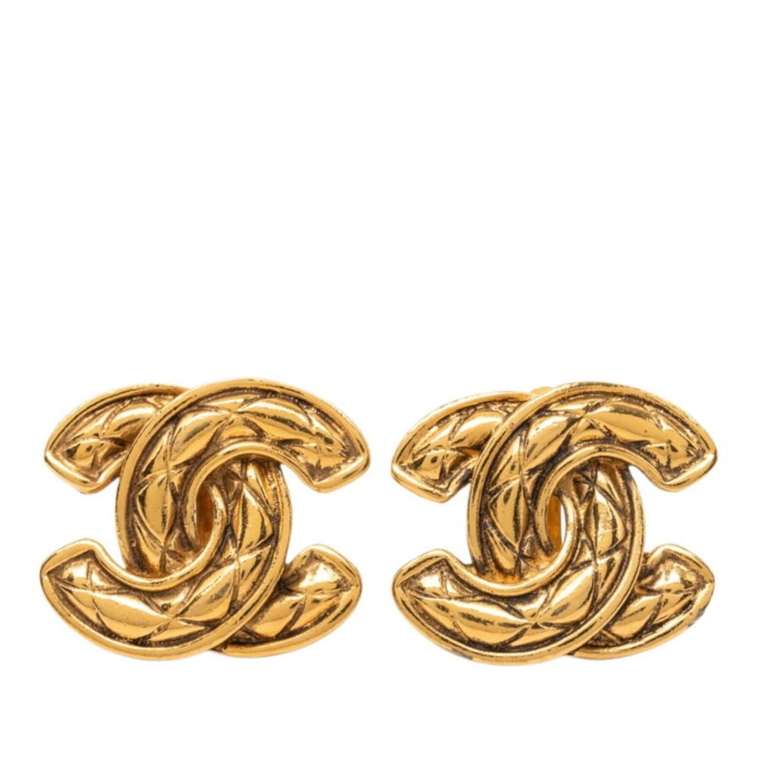 Chanel Vintage Matelassé Coco Mark Earrings, Gold Plated, Women's CHANEL (1 of 16)