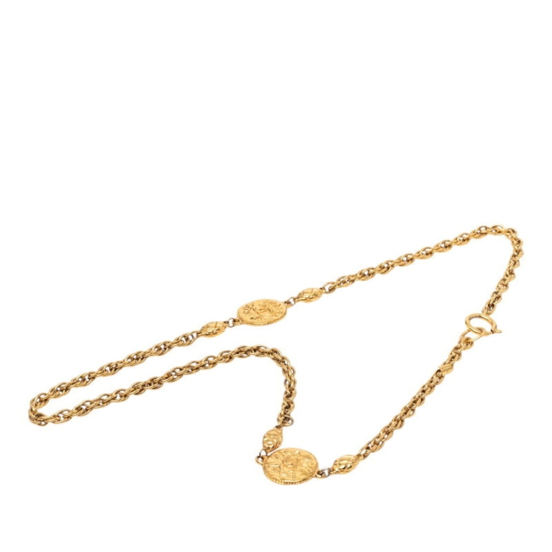 Chanel Vintage Matelassé Coco Mark Chain Necklace Gold Plated Women's CHANEL (1 of 17)