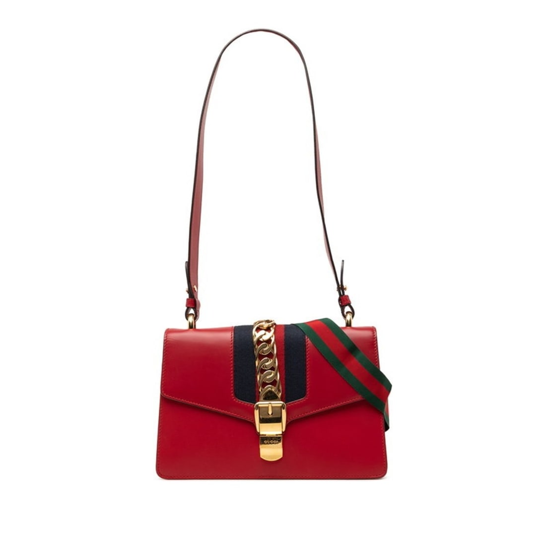 Gucci Sylvie Sherry Line Shoulder Bag, One-Shoulder, 421882, Red/Navy Leather, Plated, Women's,: --- Catalog ---Category: SizeSize (HxWxD): 17cm x 25.5cm x 6.5cm / 6.69'' x 10.03'' x 2.55''Category: DesignType: Shoulder bagColor: Navy, Red colorGender: WomenMaterial: Leather Category: GeneralBran