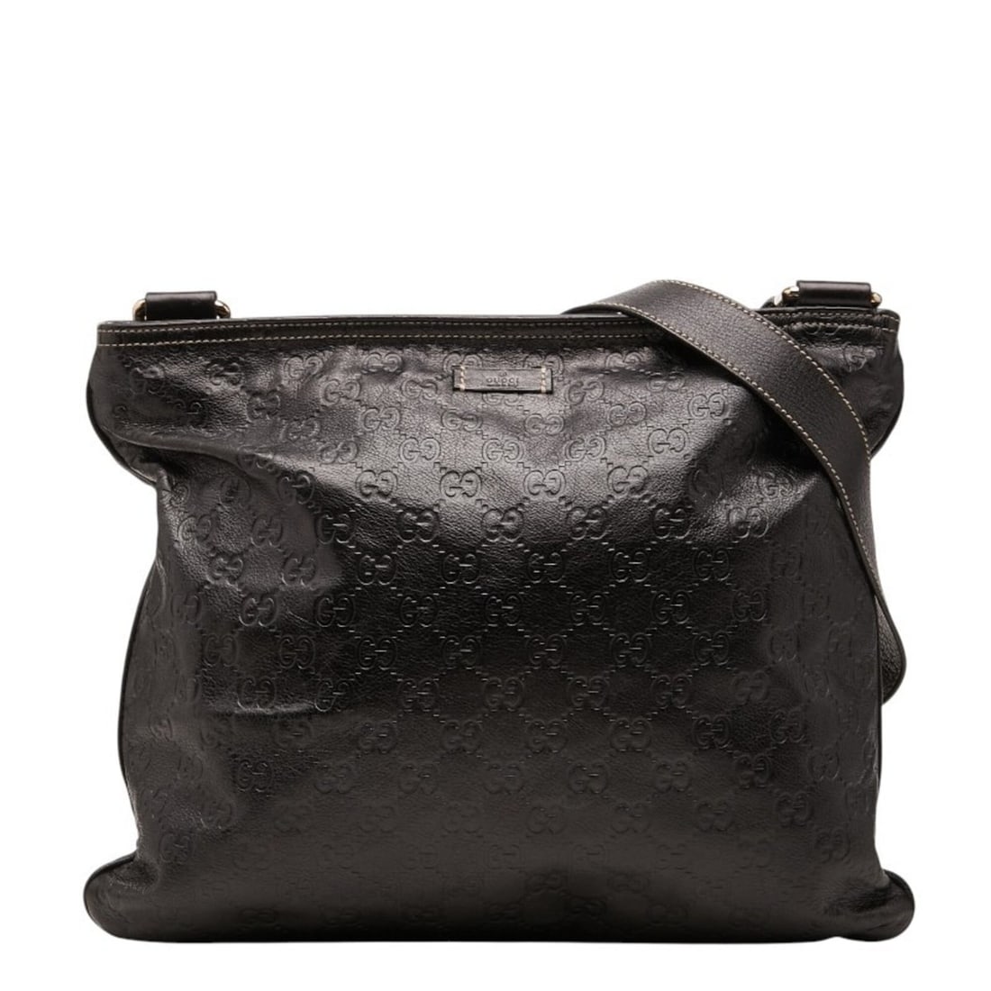 Gucci Guccissima Crossbody Shoulder Bag 201446 Black Leather Men's GUCCI: --- Catalog ---Category: SizeSize (HxWxD): 29cm x 35cm x 2.5cm / 11.41'' x 13.77'' x 0.98''Category: DesignType: Shoulder bagColor: BlackGender: MenMaterial: PVC , Leather Category: GeneralBrand: Gucc