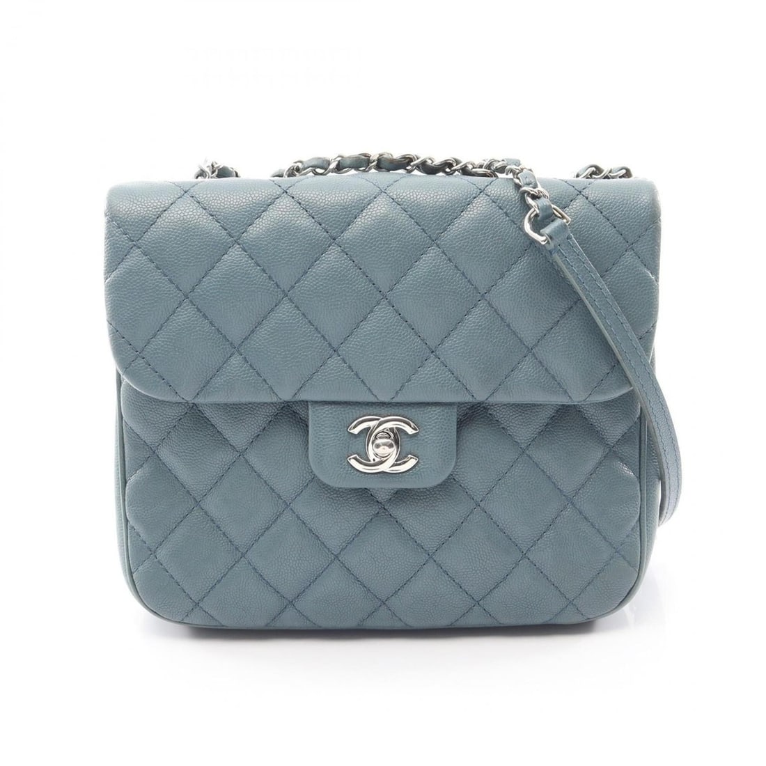 Chanel Matelassé Shoulder Bag/Handbag, Caviar Leather (Grained Calfskin), Women's, Blue (1 of 13)