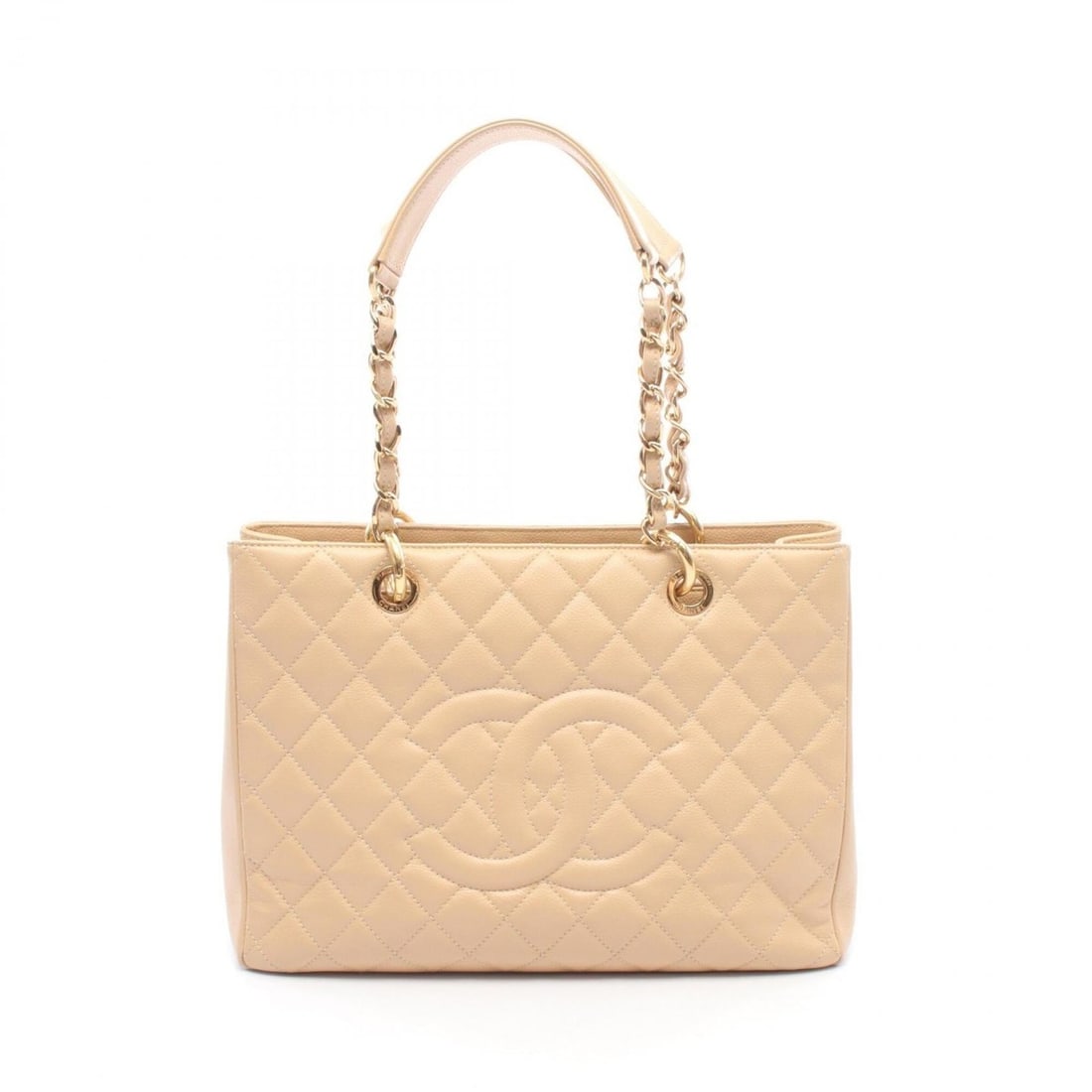 Chanel Matelassé Grand Shopping GST Tote Bag/Handbag, Caviar Leather (Grained Calfskin), Women's,: --- Catalog ---Category: SizeSize (HxWxD): 24.5cm x 34cm x 13cm / 9.64'' x 13.38'' x 5.11''Category: DesignType: Handbag, Tote bagColor: BeigeGender: WomenMaterial: Grained Calfskin Hardware Color: Go