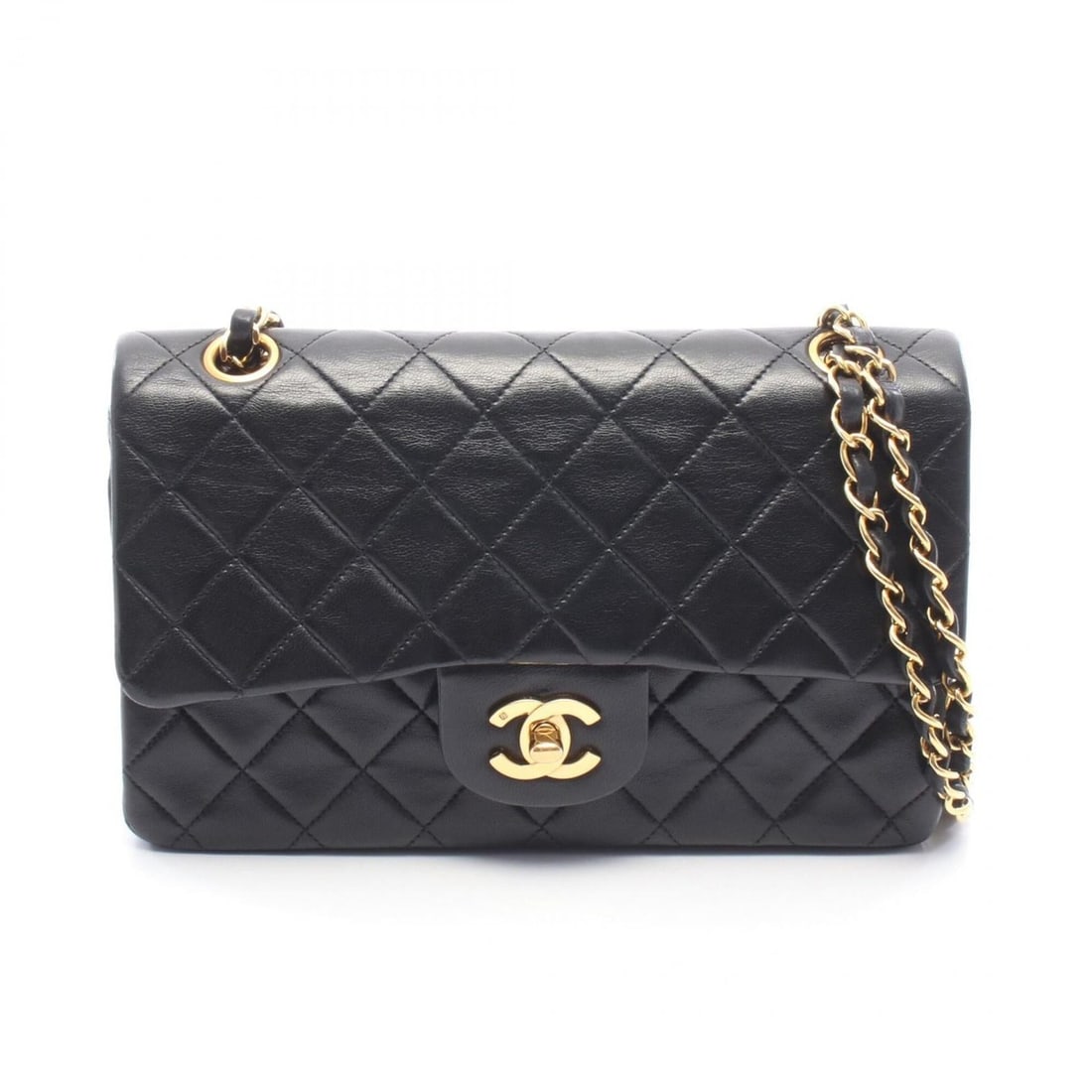 Chanel Matelassé Double Flap Shoulder Bag/Handbag, Lambskin Leather, Women's, Black: --- Catalog ---Category: SizeSize (HxWxD): 14cm x 23cm x 6cm / 5.51'' x 9.05'' x 2.36''Category: DesignType: Handbag, Shoulder bagColor: BlackGender: WomenMaterial: Leather Hardware Color: GoldLeather