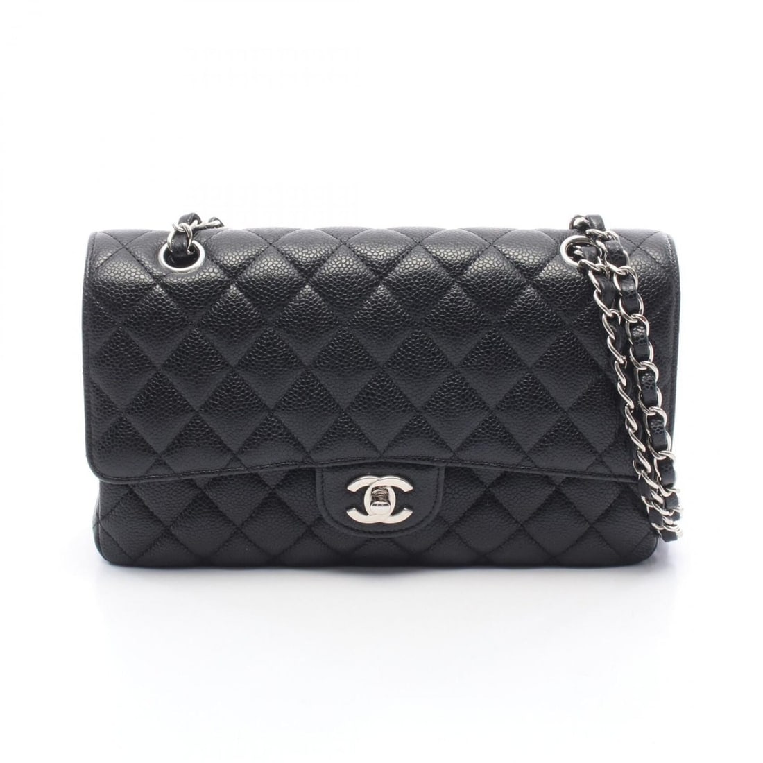 Chanel Matelassé Double Flap Shoulder Bag/Handbag, Caviar Leather (Grained Calfskin), Women's,: --- Catalog ---Category: SizeSize (HxWxD): 16cm x 25cm x 6.5cm / 6.29'' x 9.84'' x 2.55''Category: DesignType: Handbag, Shoulder bagColor: BlackGender: WomenMaterial: Grained Calfskin Hardware Color: 