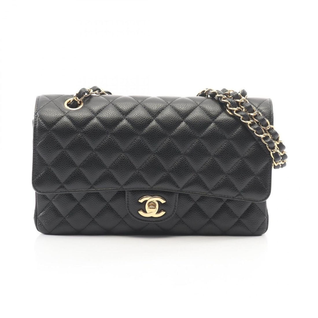 Chanel Matelassé Double Flap Shoulder Bag/Handbag, Caviar Leather (Grained Calfskin), Women's,: --- Catalog ---Category: SizeSize (HxWxD): 16cm x 25cm x 6.5cm / 6.29'' x 9.84'' x 2.55''Category: DesignType: Handbag, Shoulder bagColor: BlackGender: WomenMaterial: Grained Calfskin Hardware Color: 