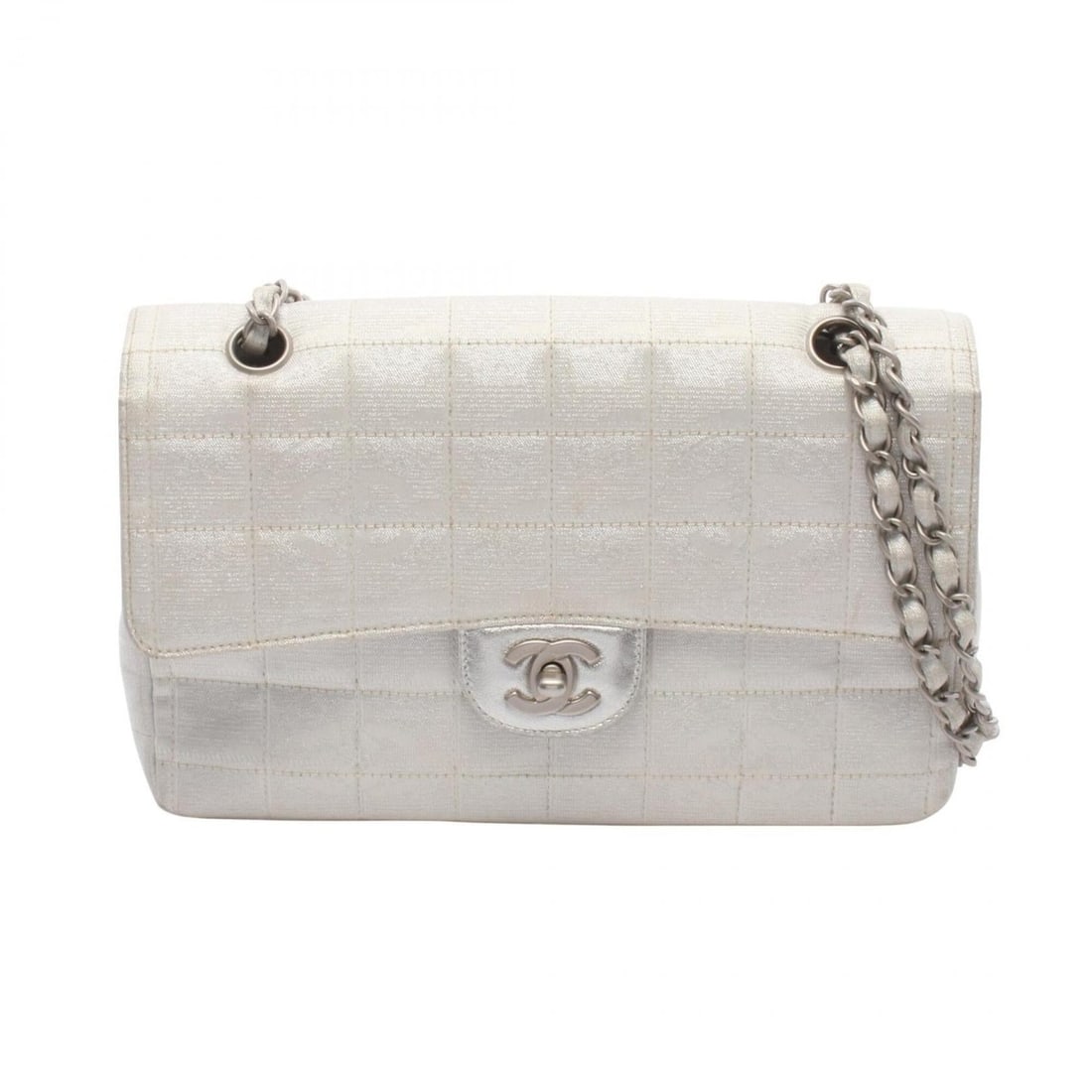 Chanel New Travel Line Shoulder Bag/Handbag, Leather and Nylon Canvas, Women's, Silver Tone: --- Catalog ---Category: SizeSize (HxWxD): 16cm x 25cm x 6cm / 6.29'' x 9.84'' x 2.36''Category: DesignType: Handbag, Shoulder bagColor: SilverGender: WomenMaterial: Leather , Nylon canvas Hardware Co