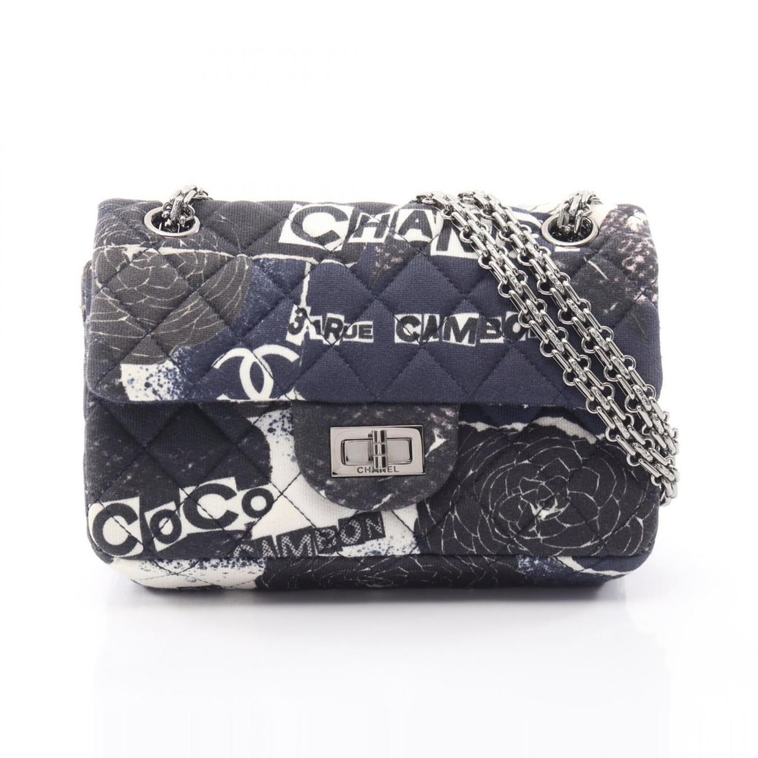 Chanel 2.55 Mini Matelassé Camellia Graffiti Mademoiselle Chain Shoulder Bag/Handbag, Fabric, (1 of 20)
