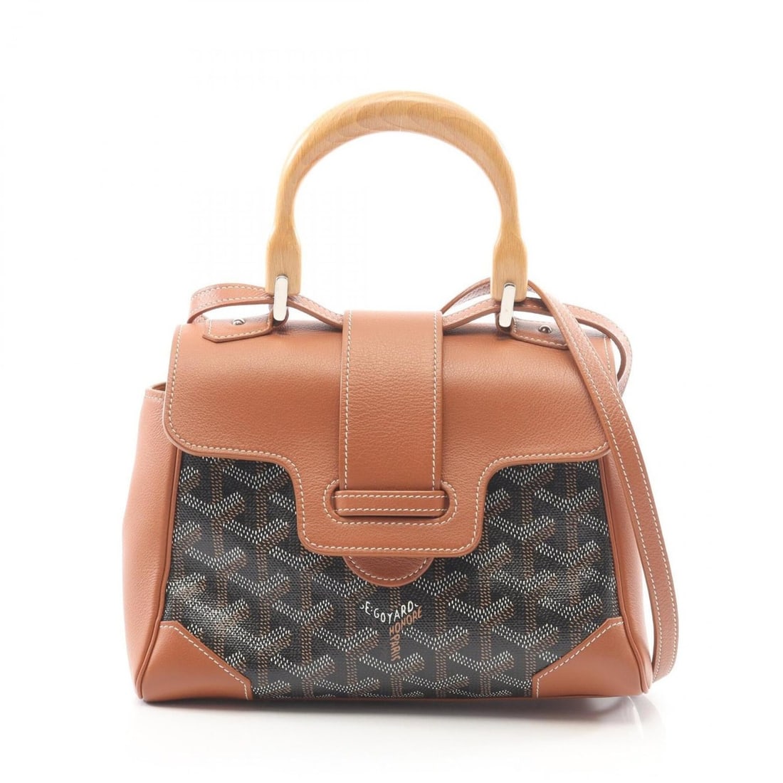 Goyard Saigon Mini 2-Way Handbag, Coated Canvas Leather, Women's, Black/Brown, SAIGONMINTY01CL03P (1 of 19)