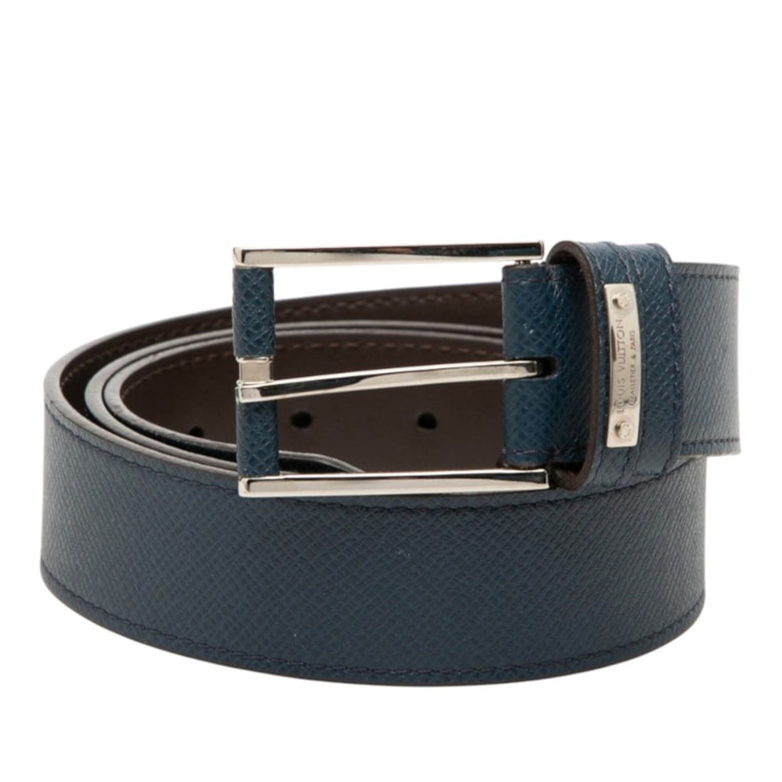 Louis Vuitton belt, size 95/36, navy/brown leather, men's.: --- Catalog ---Category: SizeLength: 91.5cm - 101.5cm / 36.02'' - 39.96''Category: DesignType: Standard beltColor: Brown, NavyGender: MenMaterial (Strap): PVC , Leather Category: GeneralBrand: Louis V