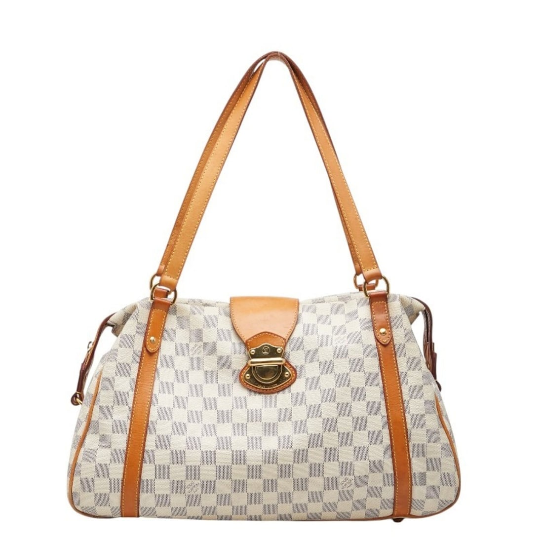 Louis Vuitton Damier Azur Streza GM Tote Bag Shoulder N42221 White Brown Leather Women's LOUIS: --- Catalog ---Category: SizeSize (HxWxD): 27cm x 41cm x 15cm / 10.62'' x 16.14'' x 5.9''Category: DesignType: Shoulder bag, Tote bagColor: Brown, WhiteGender: WomenMaterial: PVC , Leather Category: G