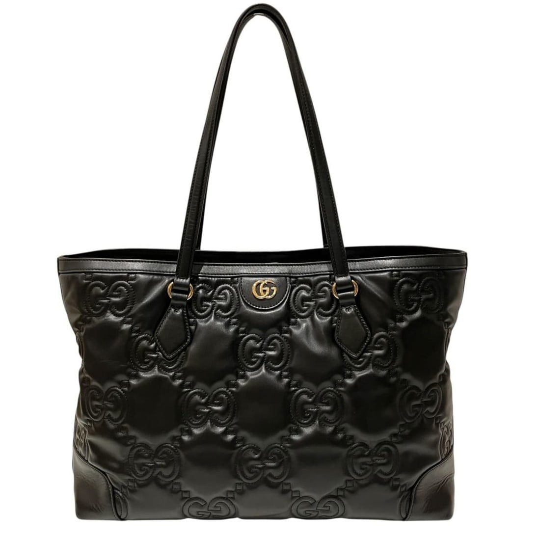 Gucci Medium Tote Bag GG Matelassé Leather 631685: --- Catalog ---Category: SizeHandle Drop: 20.00cm / 7.87''Size (HxWxD): 25cm x 41cm x 17cm / 9.84'' x 16.14'' x 6.69''Handle Length: 59cm / 23.22''Category: DesignType: Tote bagColor: BlackGender: Wom