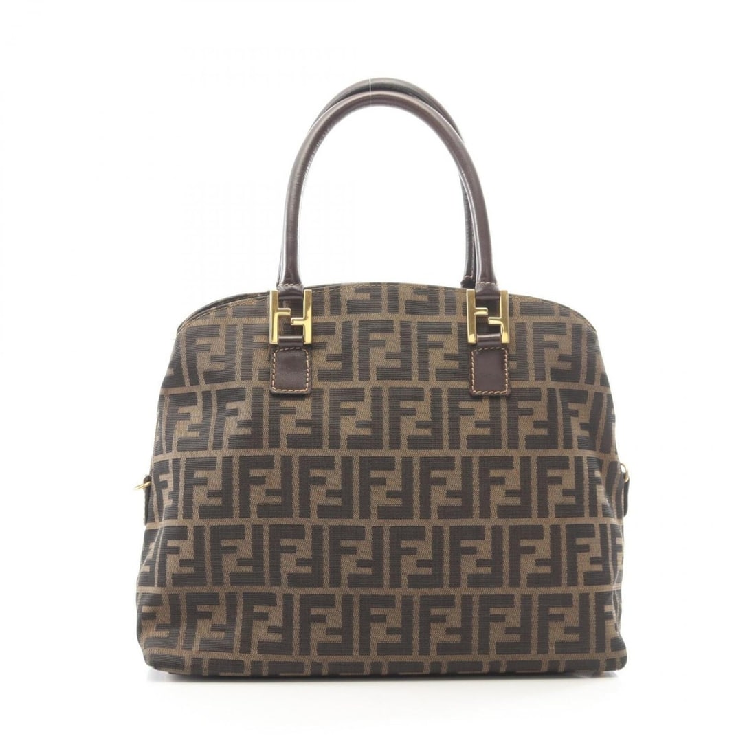 Fendi Zucca handbag, canvas and leather, women's, brown black.: --- Catalog ---Category: SizeSize (HxWxD): 26cm x 32cm x 13cm / 10.23'' x 12.59'' x 5.11''Category: DesignType: HandbagColor: Black, BrownGender: WomenMaterial: Canvas , Leather Category: GeneralBrand