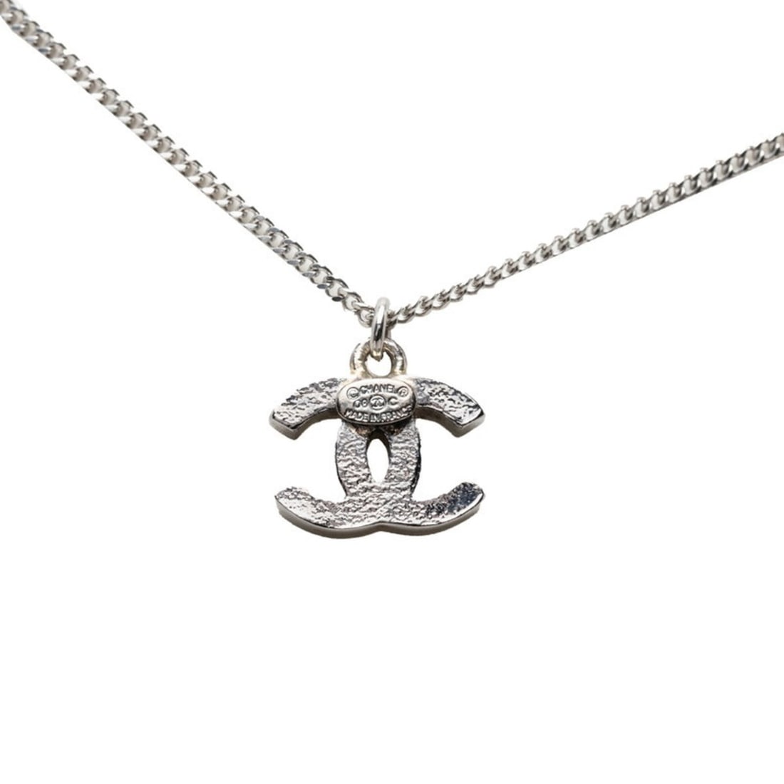 Chanel Coco Mark Necklace, Silver Metal, Women's CHANEL: --- Catalog ---Category: SizePendant Size: 12.3mm x 9.1mm / 0.48'' x 0.35''Neck Circumference: 42 cm / 16.53''Category: DesignColor: SilverGender: WomenMaterial: MetalNecklace Type: NecklaceCategory: 