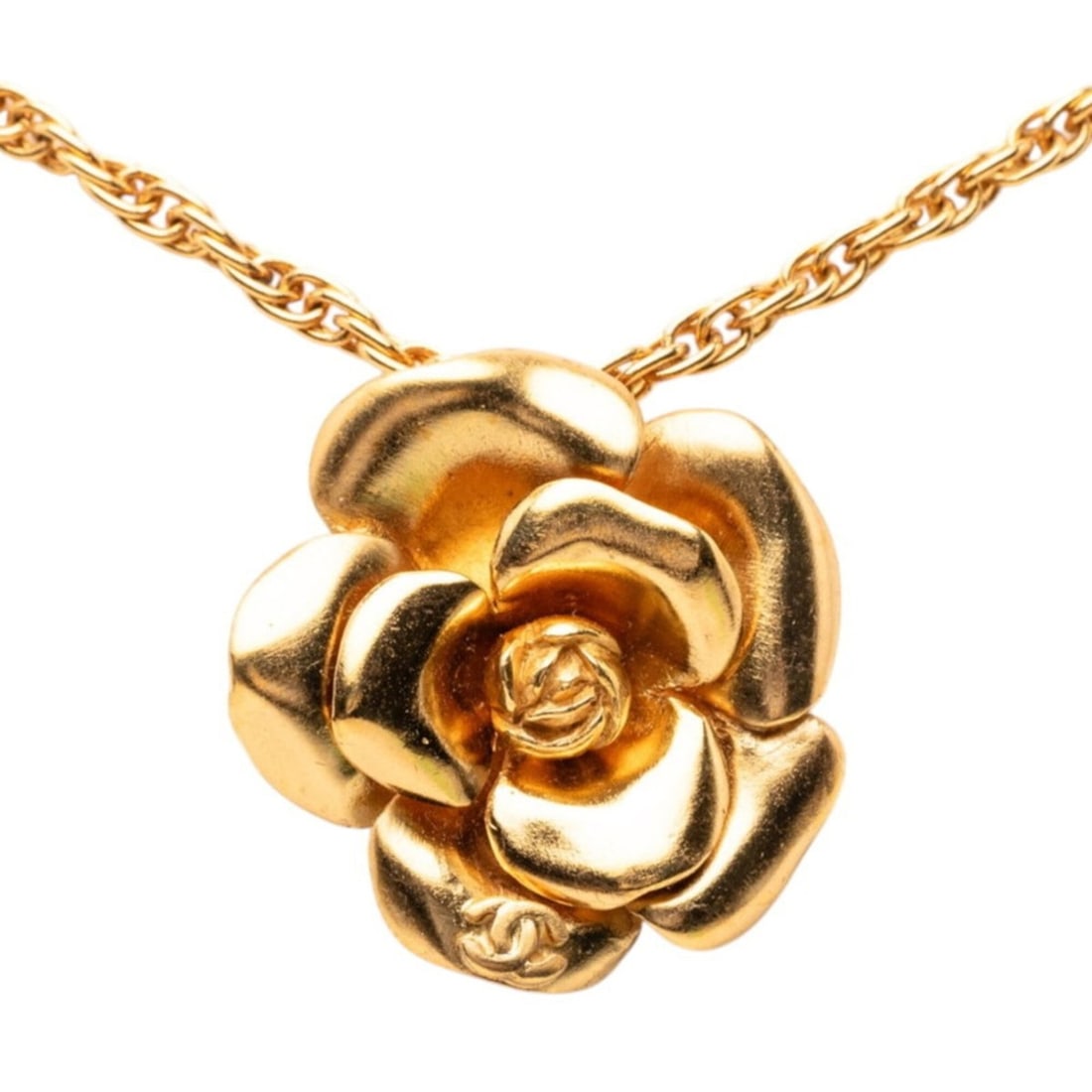 Chanel Coco Mark Camellia Necklace 99P Gold Plated Women's CHANEL: --- Catalog ---Category: SizePendant Size: 32.9mm x 33.2mm / 1.29'' x 1.3''Neck Circumference: 44.8 cm / 17.63''Category: DesignColor: GoldGender: WomenNecklace Type: NecklaceCategory: GeneralBrand: C