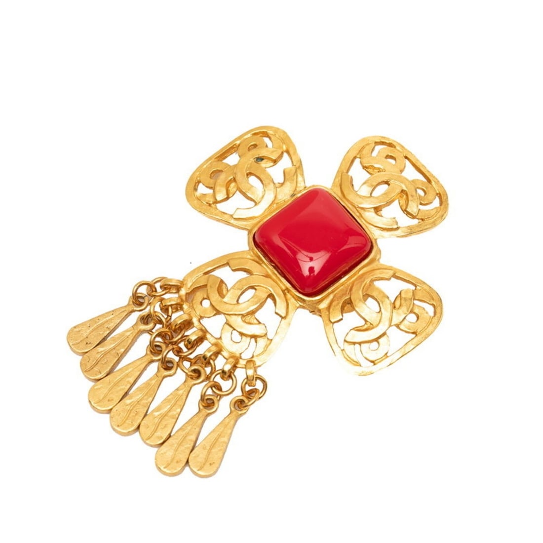 Chanel Coco Mark Vintage Brooch 95P Gold Red Plated Women's CHANEL: --- Catalog ---Category: SizeCharm Size: 8.17cm x 5.75cm / 3.22'' x 2.26''Category: DesignType: BroochColor: Gold, Red colorGender: WomenCategory: GeneralBrand: Chanel--- Item List ---Section: Conditi