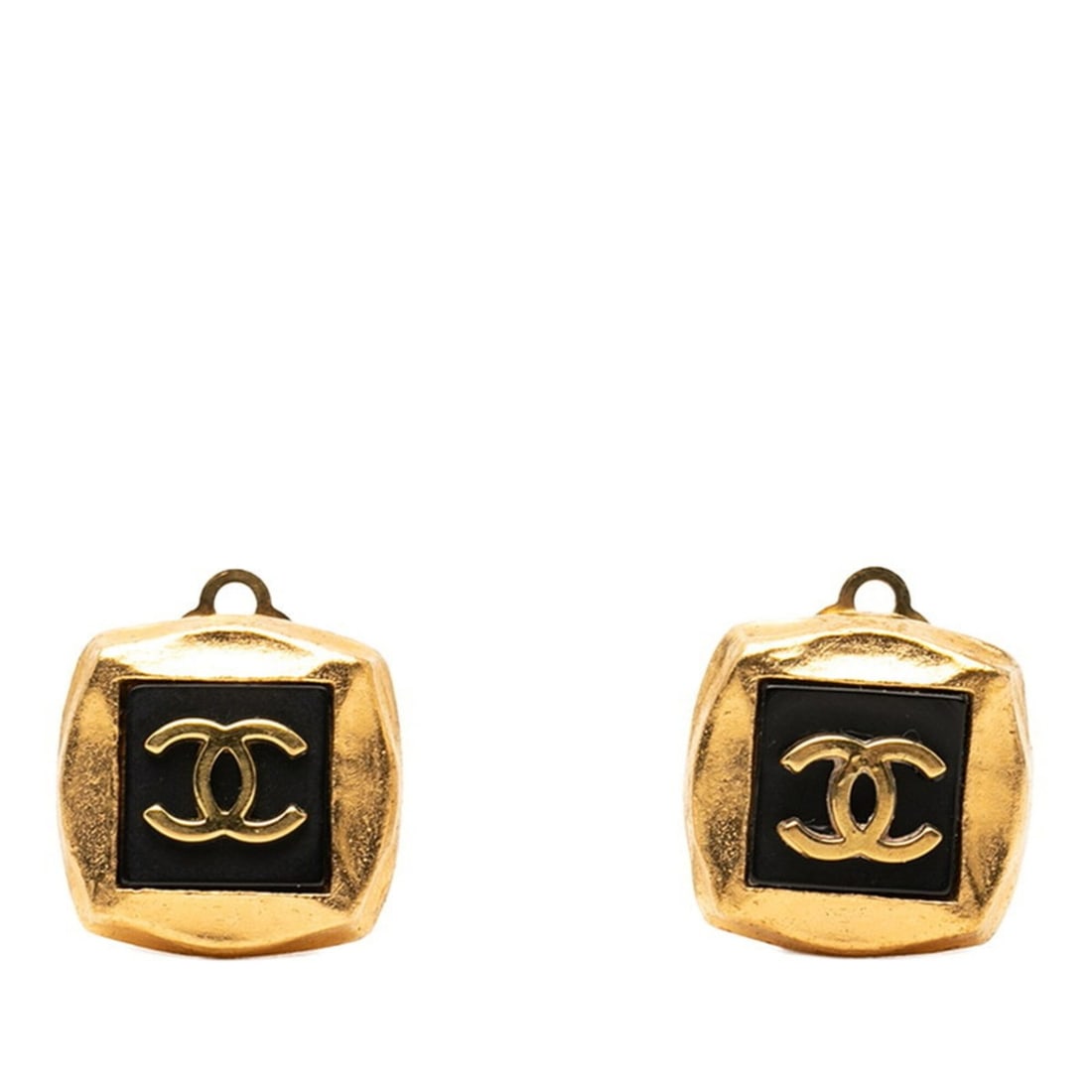 Chanel Coco Mark Vintage Square Earrings 95A Gold Black Plated Women's CHANEL: --- Catalog ---Category: SizeStone Size (HxW): 16.70mm x 16.70mm / 0.66'' x 0.66''Category: DesignColor: Black, GoldGender: WomenCategory: GeneralBrand: Chanel--- Item List ---Section: ConditionRankin