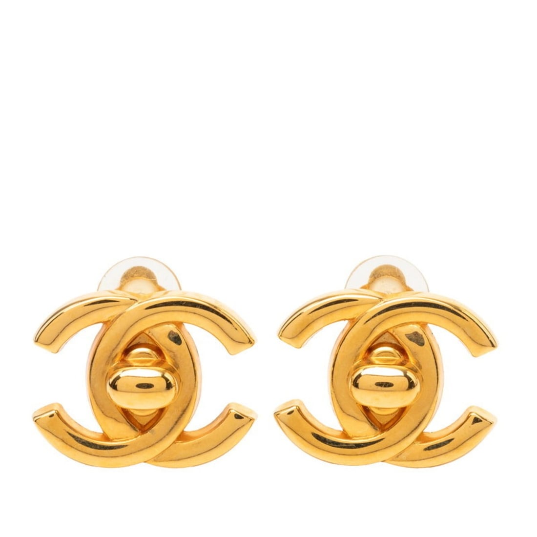 Chanel Vintage Coco Mark Turnlock Motif Earrings, Gold Plated, Women's CHANEL (1 of 10)